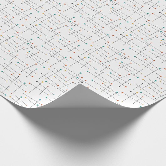 Funky Mid Century Lines en Stippen Retro Pattern Cadeaupapier (Hoek)
