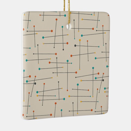 Funky Mid Century Lines Pattern Retro Kerstmis Keramisch Ornament (Rechts)