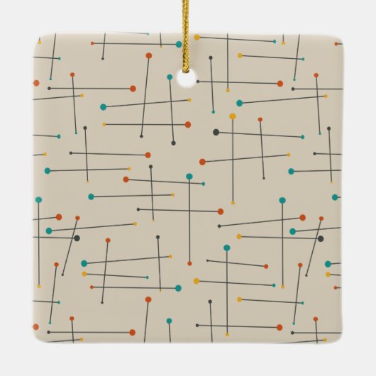 Funky Mid Century Lines Pattern Retro Kerstmis Keramisch Ornament (Achterkant)