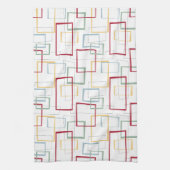 Funky Mid Century Red Blue Green Yellow Squares Theedoek (Verticaal)