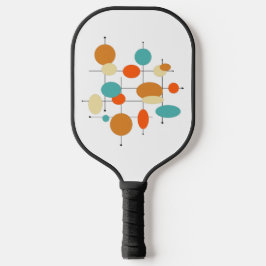 Funky Mid Century Retro Oranje Turquoise Circles Pickleball Paddle