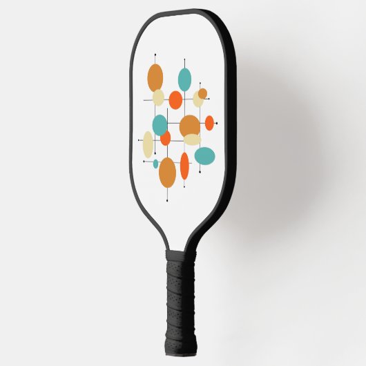 Funky Mid Century Retro Oranje Turquoise Circles Pickleball Paddle (Links)