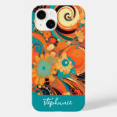 Funky mod bloemontwerp met wervelingen - scriptnaa Case-Mate iPhone case (Achterkant)