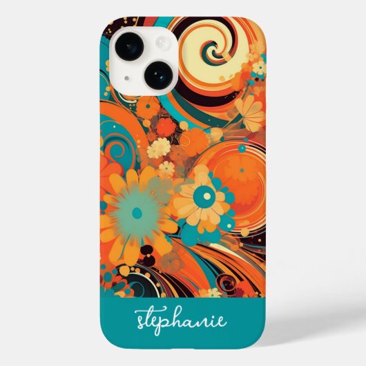 Funky mod bloemontwerp met wervelingen - scriptnaa Case-Mate iPhone case (Achterkant)