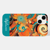 Funky mod bloemontwerp met wervelingen - scriptnaa Case-Mate iPhone case (Achterkant (horizontaal))
