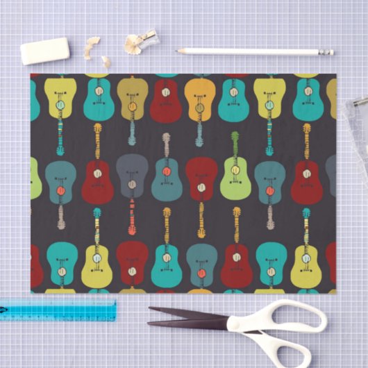 Funky Mod Music Aoustic Guiters Tissuepapier (Craft)