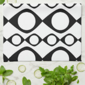 Funky MOD Retro Black & White Patroon Theedoek (Gevouwen)