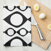 Funky MOD Retro Black & White Patroon Theedoek (Quarter Fold)