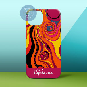Funky Mod Swirl Design met Curves - Script naam Case-Mate iPhone 14 Hoesje