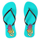 Funky Modern Aqua Blue Aloha Beach Teenslippers (Voetbed)