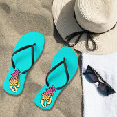 Funky Modern Aqua Blue Aloha Beach Teenslippers