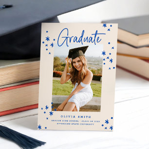 Funky Modern Bright Blue Afstuderen aangekondigd Kaart