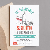 Funky Modern Girly Cocktail Wijn Verjaardagsfeest Kaart