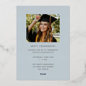 Funky Modern Grey Silver Afstuderen aangekondigd Folie Uitnodiging (Achterkant)