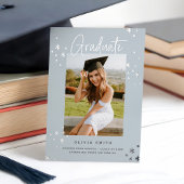 Funky Modern Grey Silver Afstuderen aangekondigd Folie Uitnodiging