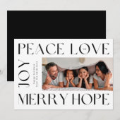 Funky Modern Letters MERRY JOY PEACE LOVE foto Feestdagenkaart (Voorkant / Achterkant)