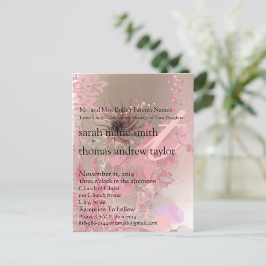 Funky Modern Monogram Uitnodiging voor een bruilof (Staand voorkant)