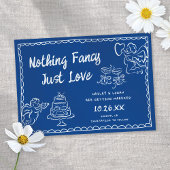 Funky Modern Niets Fancy Hand-Drawn Blue Wedding Save The Date