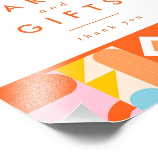 Funky Modern Oranje Baby shower Kaarten & Cadeaubo Foto Afdruk (Hoek)