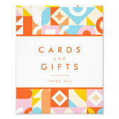 Funky Modern Oranje Baby shower Kaarten & Cadeaubo Foto Afdruk (Voorkant)