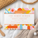Funky Modern Oranje Tiny Human Shindig Baby shower Kaart<br><div class="desc">Funky Modern Oranje Tiny Human Shindig Baby shower Invitation. Ideaal voor moderne geslachtsneutrale baby showers.</div>