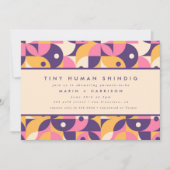 Funky Modern Paarse Tiny Human Shindig Baby shower Kaart (Voorkant)