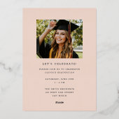 Funky Modern Pink Gold Afstuderen aangekondigd Folie Uitnodiging (Achterkant)