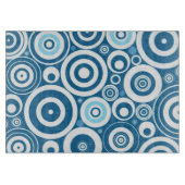 Funky Modern Retro Blue White Circles Patroon Snijplank (Voorkant)