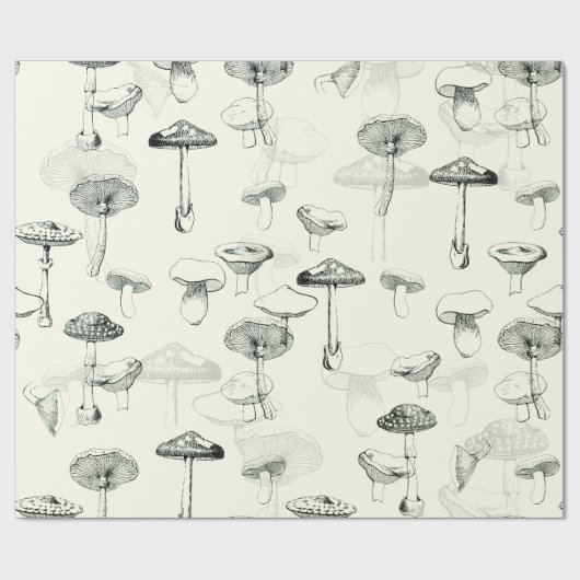 Funky Modern Retro Sage Groene Paddenstoelen Cadeaupapier (Vlak)