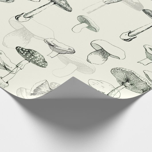 Funky Modern Retro Sage Groene Paddenstoelen Cadeaupapier (Hoek)