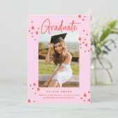 Funky Modern roze en rood Afstuderen aangekondigd Kaart (Staand voorkant)