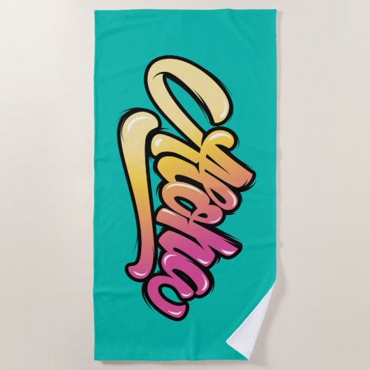 Funky Modern Topaas | Donker Turquoise Aloha Stran Strandlaken (Voorkant)