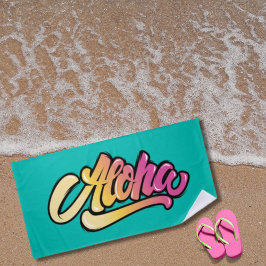 Funky Modern Topaas | Donker Turquoise Aloha Stran Strandlaken