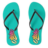 Funky Modern Topaz | Donkere Turquoise Beach Teenslippers (Voetbed)
