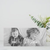 Funky Modern Wit Kalligrafie Script Foto Feestdagenkaart (Staand voorkant)