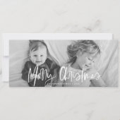 Funky Modern Wit Kalligrafie Script Foto Feestdagenkaart (Voorkant)