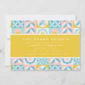 Funky Modern Yellow Tiny Human Shindig Baby shower Kaart (Voorkant)