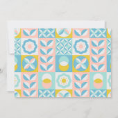 Funky Modern Yellow Tiny Human Shindig Baby shower Kaart (Achterkant)