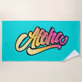 Funky moderne aquablauwe Hawaiaanse Aloha Strandlaken (Voorkant)