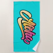 Funky moderne aquablauwe Hawaiaanse Aloha Strandlaken (Voorkant)