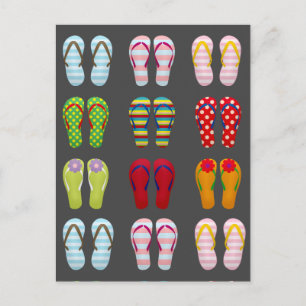 Funky moderne mode teenslippers kleurrijke sandale briefkaart