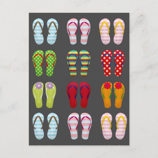 Funky moderne mode teenslippers kleurrijke sandale briefkaart (Voorkant)