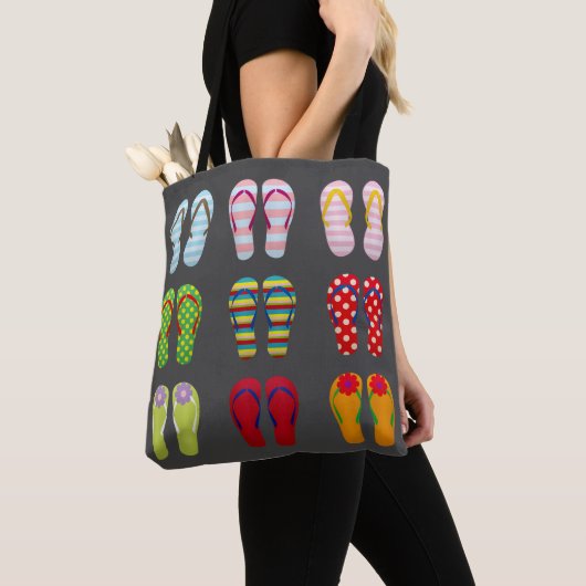 Funky moderne mode teenslippers kleurrijke sandale tote bag (Dichtbij)