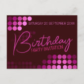 Funky moderne roze verjaardagsfeestje briefkaart (Voorkant)