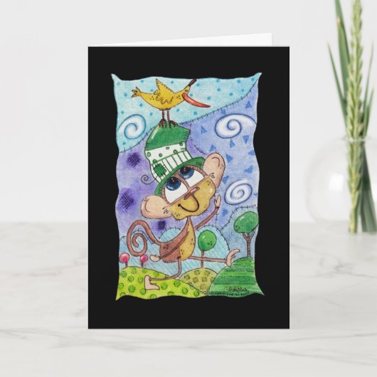 Funky Monkey en Banana Bird Kaart (Voorkant)