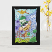 Funky Monkey en Banana Bird Kaart (Gele Bloem)