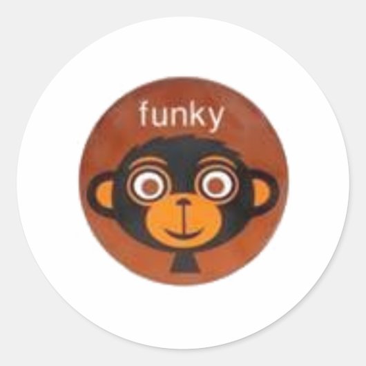 Funky Monkey Ronde Sticker (Voorkant)