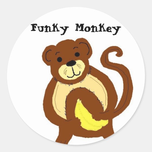 Funky Monkey Ronde Sticker (Voorkant)