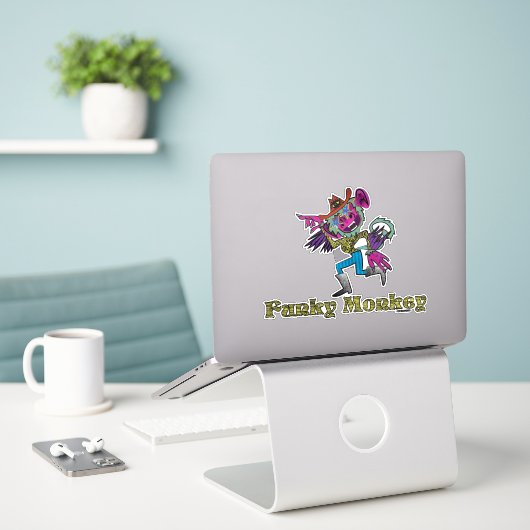 Funky Monkey  Sticker (Laptop op bureau)