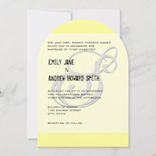 Funky Monogram Elegant Yellow Grey Silver Metallic Kaart